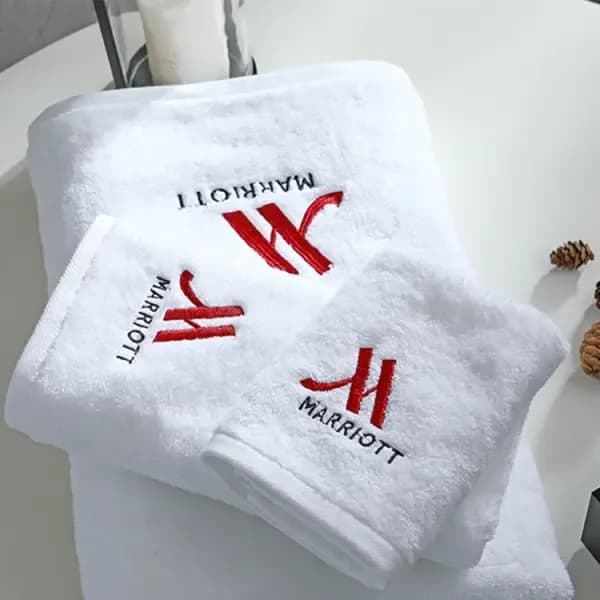 Hotel Towel with Custom Logo – White, Cotton, Luxury Quality
